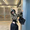 Chamarra sudadera con capucha de camuflaje, unisex, estilo americano, relajada y chic, cárdigan holgado, casual, adecuada para primavera, otoño e invierno, top corto