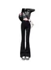 Calça Jeans Bootcut Preta para Mulheres 2025 Primavera & Outono Novo Cintura Alta Slim Stretch Flare Estilo Coreano Comprimento Total Calça Ferradura