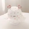 Chapéu de Bebê para Primavera e Outono, Estilo Fino, Chapéu de Sol Bucket Doce e Fofo para Bebês Meninas, Adequado para Recém-nascidos, Pode Ser Usado ao Contrário