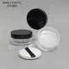 Caja de embalaje de red elástica redonda negra en stock para polvos sueltos caja de plástico mediana vacía para polvo de maquillaje caja para polvos sueltos