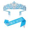 Decoración de fiesta de cumpleaños de diosa de celebridades en línea, diadema con corona colorida y correa para el hombro, foto de princesa de cumpleañera