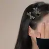Presilha de Cabelo de Veludo para Franja, Presilha Lateral para Mulheres, Delicado Grampo Celebridade da Internet para Cabelos Finos, Presilha Bico de Pato com Laço de Strass