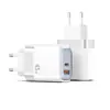 Cargador Rápido de Nitruro de Galio GaN de 45W Estándar de la UE Puerto Dual A+C Cabezal de Carga PD para Teléfono Apple En Stock