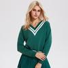 Blusas de Manga Longa para Esportes de Outono e Inverno, Roupas de Tênis Femininas, Moletons com Decote V Grande, Blusas Casuais Soltas da Moda, Jaquetas de Cor Contrastante