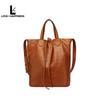 Bolsa Tote Grande de Couro de Vaca Pequena de Alto Valor Facial, de Ombro, de Mão, Bolsa Grande de Lona Listrada Contrastante, Verso Dupla Face, Transversal, Moderna