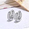 Nova Moda Europeia e Americana Folhas de Diamante Crianças Brincos Jóias Geométrica Rodada Simples Cobre Diamante Zircônia Orelha Fivela