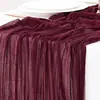 Novos produtos transfronteiriços Caminho de mesa enrugado Gaze Toalha de mesa translúcida Toalha de mesa para festa de feriado Toalha de mesa de casamento Twist Caminho de mesa enrugado