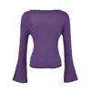 Blusa de Tricô Simples Relaxada de Um Ombro Moda Estilo Coreano Feminino Curta Slim Fit Micro Flare Manga Longa Versátil Suéter Top
