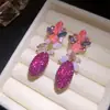 Pendientes de moda europea y americana con aguja de plata y colgante ovalado de cristal tachonado de diamantes, pendientes de estilo vintage, pendientes de lujo ligero de alta gama para mujer