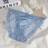 Cueca de cintura média e baixa sexy virilha fina de algodão confortável cueca respirável mulheres jovens oco cintura baixa renda menina