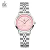 Relógio feminino SK com caixa de aço inoxidável, relógio feminino de luxo discreto, atacado transfronteiriço, relógio feminino à prova d'água 0218
