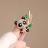 Broche de bambu de panda fofo estilo chinês, todos os tipos de diamantes incrustados, animal, bambu, corsage, casaco, acessórios de alfinete antirreflexo