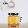Pote de Vidro Hexagonal Transparente Garrafa de Picles Selada à Prova de Vazamento Rótulo Personalizado Logo Armazenamento de Alimentos Lata Garrafa de Armazenamento