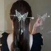 Horquilla de Pelo con Borla de Mariposa Incrustada de Diamantes Estilo Chino Popular en Internet Moda Versátil Tiburón Súper Hada Elegante Brillante Horquilla de Pelo Accesorios para el Cabello Tendencia