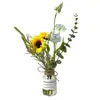 Florero de Vidrio de Girasol Artificial Transfronterizo Modelo Nuevo Flor Falsa Decoración del Hogar Planta en Maceta Artificial Flor Falsa Adorno Pequeño de Escritorio