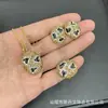 Nuevo Estilo Piedra Triturada Natural Forma Irregular Conjunto de Joyería Incrustada Piedra Cruda Hecho a Mano Adornos Completamente Diamantados Estilo Europeo Conjunto de Tres Piezas Transfronterizo