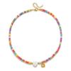 Amazon Nicho Youda Colgante de Corazón de 26 Letras Collar de Piedra Natural Dopamina Cadena de Clavícula Colorida con Cuentas