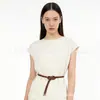 Cinturón de Cuerda Trenzada de Piel de Oveja a la Moda para Mujer, Adecuado para Vestidos, Abrigos y Chaquetas de Plumas, Ceñidor de Cintura, Cinturón Fino de Cuero Simple y Versátil