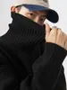 Suéter de Gola Alta Cor Sólida Estilo Coreano para Casais (Homens e Mulheres), Nova Malha Loose Estilo Preguiçoso Outono e Inverno