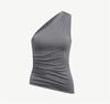 Chal de tirantes ajustado elástico para mujer con hombros plisados Gris/Blanco/Verde Caqui