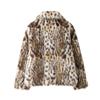 Jaqueta de Pele Sintética com Estampa de Leopardo para Mulheres 2025 Outono e Inverno Novo Estilo Europeu e Americano Solta com Lapela Jaqueta Casual