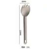Juego de cubiertos de titanio puro, que incluye una cuchara para remover de mango largo, un tenedor y un cuchillo de cena, adecuado para acampar al aire libre y viajes ligeros.