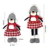 Boneco de boneco de neve e rena de Natal com pernas retráteis, chapéu de tricô, enfeite para vitrine, decoração marrom transfronteiriça
