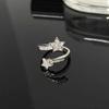 Anillo de Estrellas de Diamantes Completos Meteoro para Mujer Ins Traje Anillo Doble Ajustable Brillante de Cinco Puntas