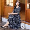Vestido elegante de seda de algodón de nuevo estilo para mujer, vestido de verano de moda para madres de mediana edad, suelto, de talla grande, estilo occidental para mujeres de mediana edad y mayores.