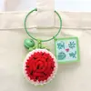 Pingente Redondo de Melancia Crochê Feito à Mão, Chaveiro Tricotado, Charme para Bolsa, Acessórios de Lã, Enfeite de Pendurar Pronto