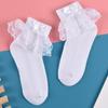 Meias infantis primavera e verão novo respirável absorvente de suor bonito tubo de renda meias de renda meninas meias spot atacado