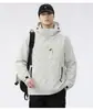 Nueva chaqueta de otoño e invierno para hombre de talla grande, abrigo con capucha de estilo simple para el trabajo, top cortavientos holgado extragrande
