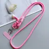 Alça Transversal Cor Sólida Pérola Fivela Coração Lanyard para Celular Alça Longa Ajustável para Pescoço Lado Corda Trançada