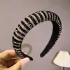 Faixa de Cabelo Esponja com Contas Retrô Europeia e Americana, Tiara de Cabelo de Cristal Feita à Mão Barroca, Adorno de Cabeça Grande de Cano Alto para Mulheres, Acessório de Cabelo Elegante para Senhoras