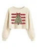 Amazon eBay Estação Europeia Solto Curto Árvore de Natal Feminina Laço Fita Vermelha Longa Fundo Crop Top Moletom