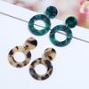 Pendientes acrílicos simples de moda estilo europeo y americano, pendientes de lámina de acetato de leopardo geométricos redondos, joyería para orejas de venta caliente