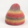 Chapéu de Tricô Tie-Dye Gradiente Novo para Outono e Inverno para Mulheres, Chapéu de Tricô Pontudo Quente Espessado de Lã Colorido Arco-Íris Europeu e Americano