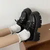 Zapatos de Cuero Metálico con Suela Gruesa para Aumentar la Altura para Mujer, Nuevo Modelo 2025, Zapatos de Salón Individuales Negros con Cordones Estilo Británico Retro para Estudiantes