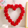 Dia dos Namorados Transfronteiriço Guirlanda de Coração Rosa Vermelha Decoração de Porta para Casal Festa Decoração de Anel de Rattan Pendurado Decoração de Cena de Casamento