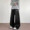Pantalones de chándal con caída de color liso para hombre, primavera, otoño, modernos, casuales americanos, pantalones curvos, juveniles, pesados, holgados, rectos, pantalones deportivos