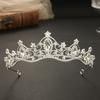 Tiara Coroa de Noiva Europeia e Americana com Nós Festa de Aniversário Vestido de Casamento Pente de Cabelo Antiderrapante com Strass Feito à Mão