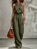 Comercio exterior transfronterizo europeo y americano ropa de mujer verano 2026 sexy sin mangas espalda descubierta ajustado a la cintura cuello halter pantalón de pierna ancha para mujer