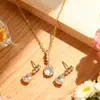 Set de Aretes y Collar Cdd Estilo Nuevo Exquisito Japonés y Coreano Decorado con Circonita Brillante, Elegante y Versátil, Directo de la Fábrica Fuente