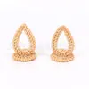 Fábrica en stock al por mayor aretes de ratán forma de gota de agua accesorios ratán tejido a mano artesanía hueca decoraciones para el hogar