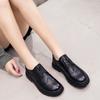 Sapatos Casuais Femininos Estilo Étnico Jietu de Xangai Couro Bovino Camada Superior Cadarço Boca Profunda Sapatos de Plataforma Moda Primavera e Outono Sapatos de Camada Única