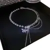 Colar de Pérolas 2026 Novo Modelo para Mulheres com Borboleta de Zircônia, Franja em Trama, Design Exclusivo, Luxo Leve, Sensação de Alta Qualidade, Corrente Trendy para Clavícula