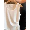 Chaleco Blanco para Mujer con Cuello de Encaje y Diseño Irregular, Nuevo Top de Moda Delgado para Primavera y Verano