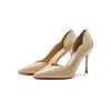 966-D2 Tacones Altos Puntiagudos de Charol para Mujer Corte Lateral Suela Roja Stiletto Sexy Alargamiento de Pierna Francés Elegante Temperamento Planos