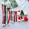 Mini cachecol de Natal para boneca cor de vinho acessórios de cachecol Enfeites de Natal DIY Decorações de cachecol para buquê