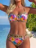 Comercio exterior transfronterizo 2027 nuevo bikini de moda traje de baño de dos piezas para mujer, ropa de baño sexy sin tirantes de alta gama europea y americana al por mayor